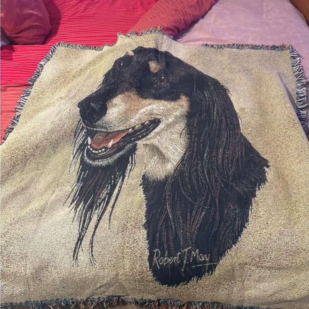 Dog Tapestry Blanket with Black and Brown Design